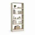 Bibliothèque rectangulaire à 5 niveaux en panneaux MDF blanc cassé, 70 × 30 × 180 cm
