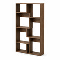 Bibliothèque étagère sur pied en bois à 8 niches ouvertes, marron noyer, 80 × 24 × 160 cm