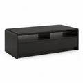 Table basse rectangulaire en MDF noir avec tiroir et 2 niches, 100 × 50 × 40 cm